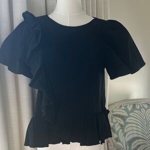 Sea New York Black Ruffle Blouse